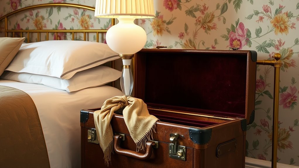 vintage luggage nightstand decor